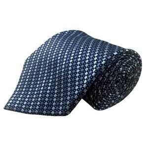 Axcess Mens Navy Silk Handmade Patterned Tie Blue Check Design